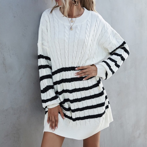 Dresses & Skirts - Striped knit sweater fall autumn dress